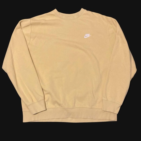Nike Other - Nike mustard yellow fleece crewneck white swoosh sportswear Men's XLT/25.5